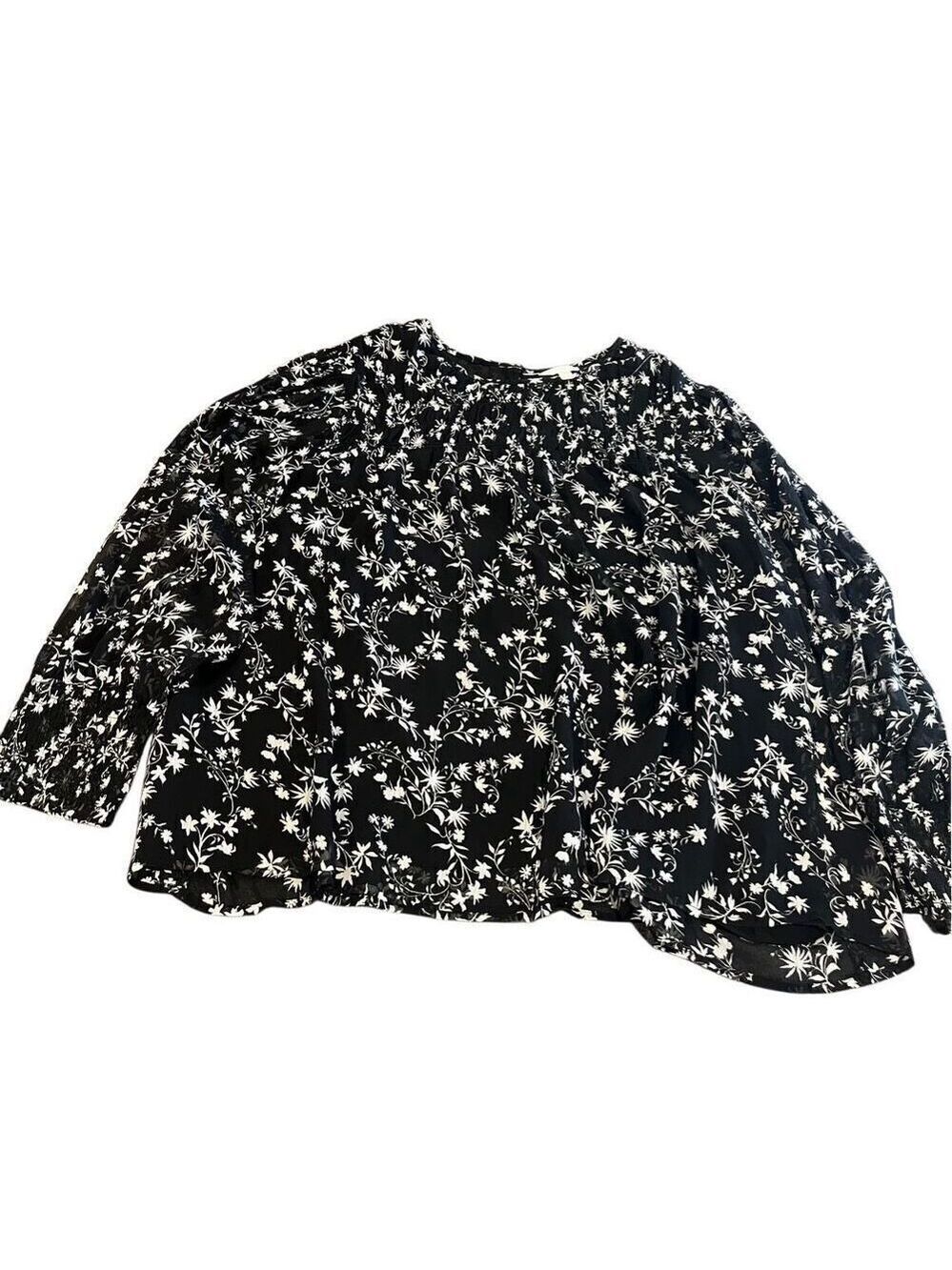 TERRA& Sky  black floral BOHO blouse size 4X - Picture 4 of 9